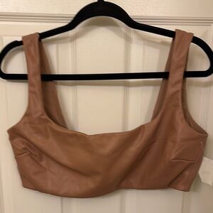 Skims Brown Faux Leather Crop Top 2X NWT
